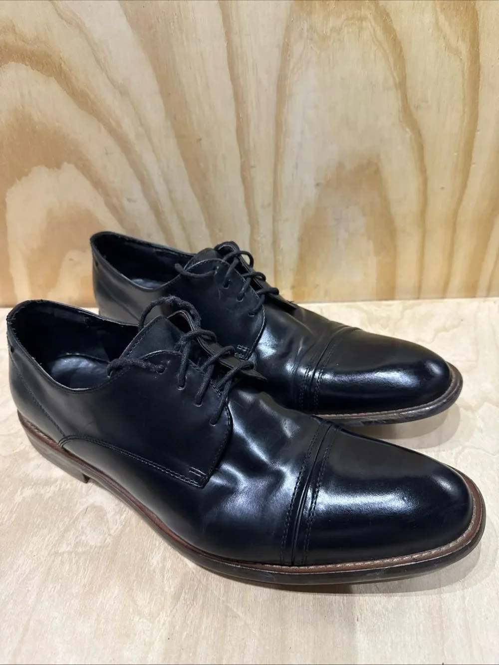 Kenneth Cole REACTION Men's Black Classic Cap Toe Lace Up Oxford Size 13